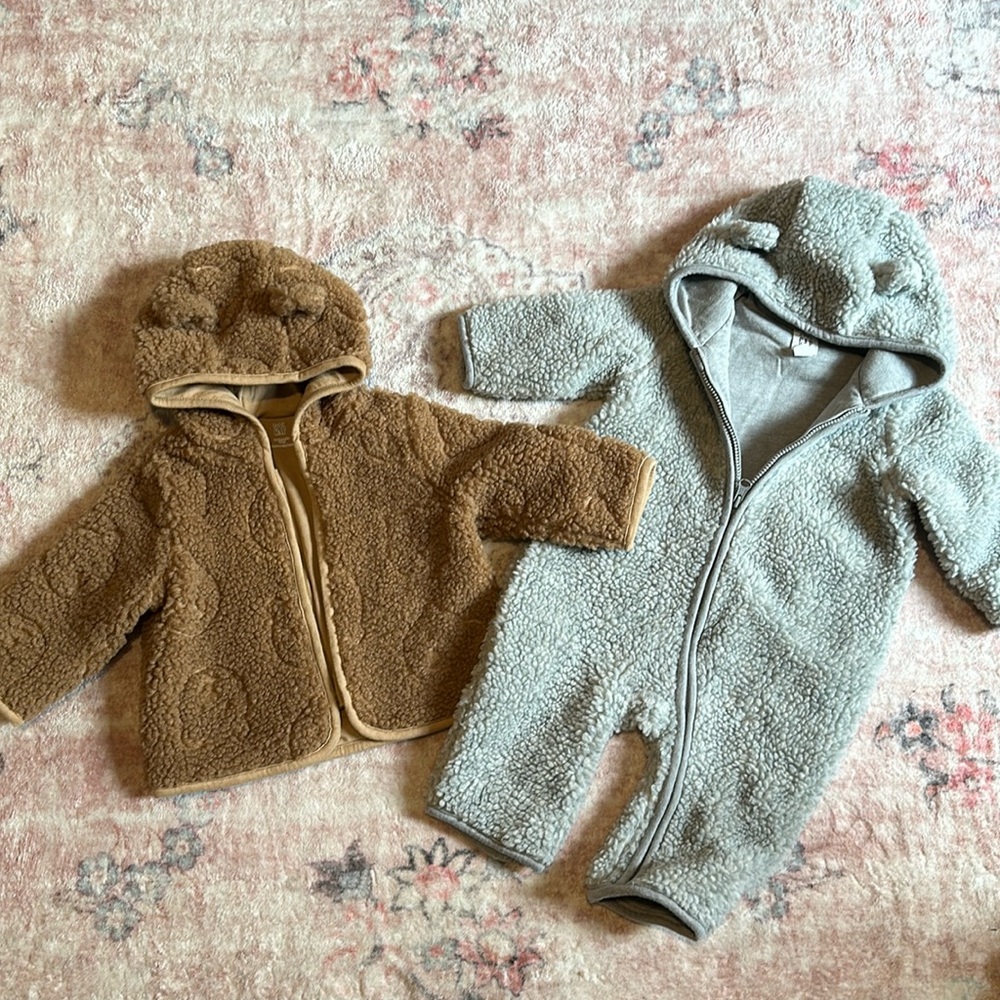 BUNDLE! Baby Gap Teddy zip up sweater and zip up one piece